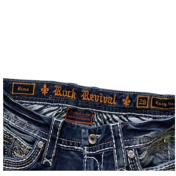 Rock Revival Rima Jeans Womens 26 Embellished Easy Skinny Leg Med Blue Denim NWT - Picture 10 of 16
